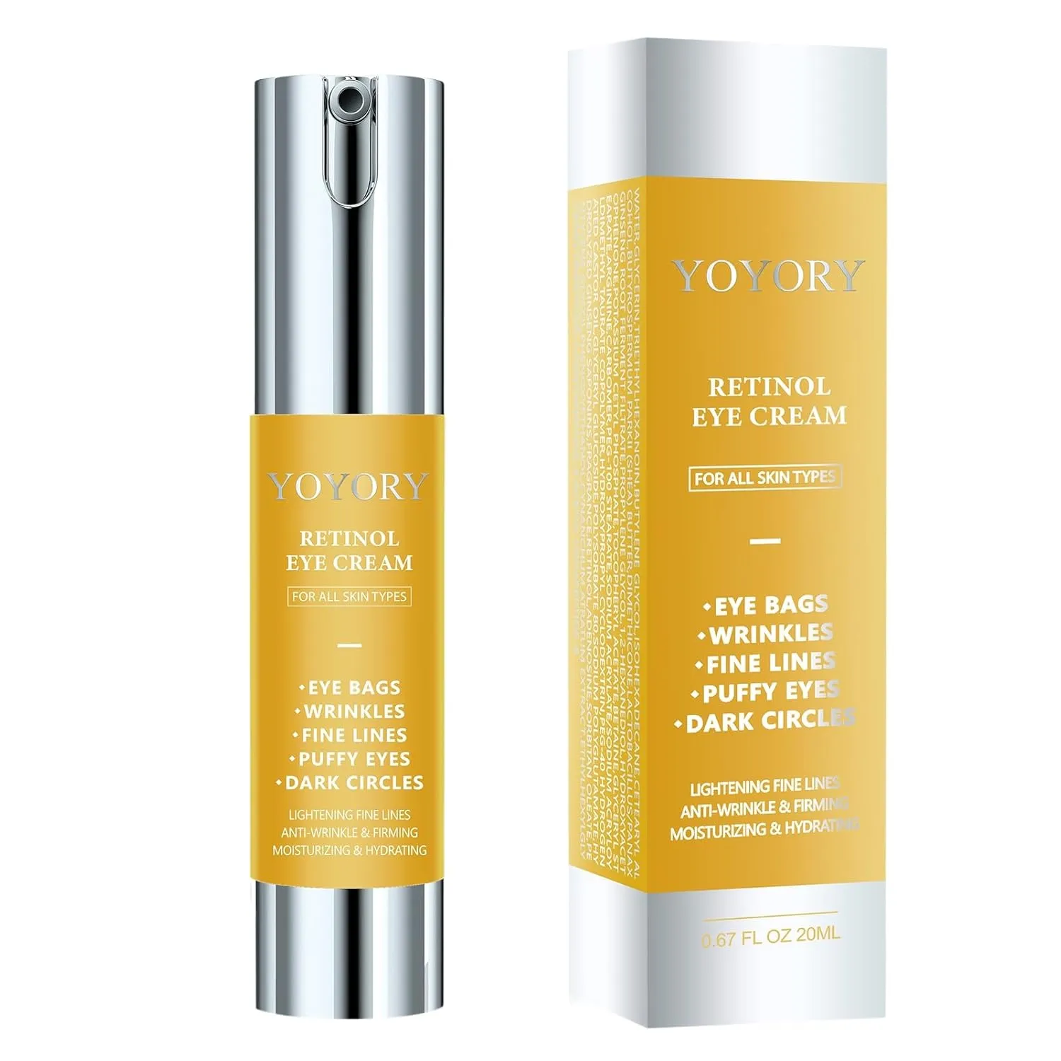 Retinol Under Eye Cream - Eye Cream for Dark Circles and Puffiness, Eye Bags, Wrinkles Fine Lines Skin Care Hydrates & Lifts Gold(0.47 Fl Oz)