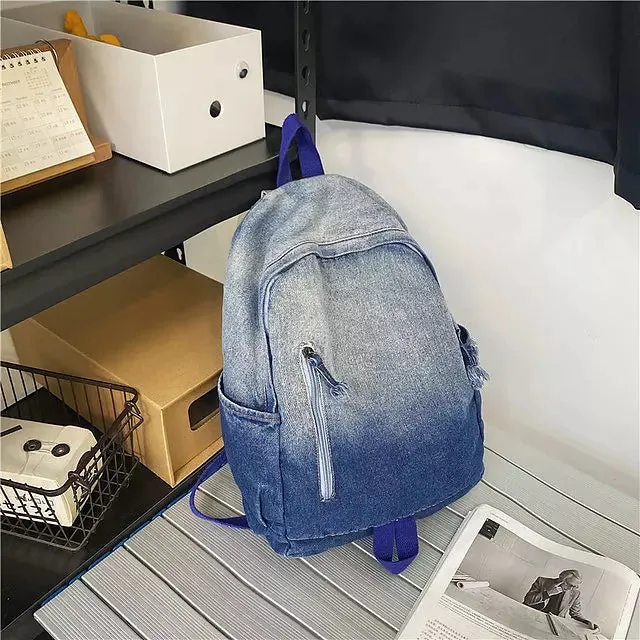 Retro Denim Backpack College Bags