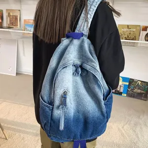 Retro Denim Backpack College Bags