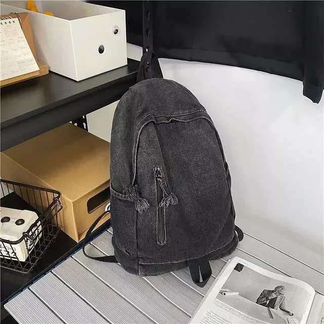 Retro Denim Backpack College Bags