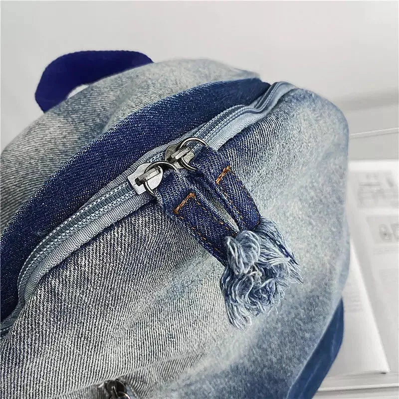 Retro Denim Backpack College Bags