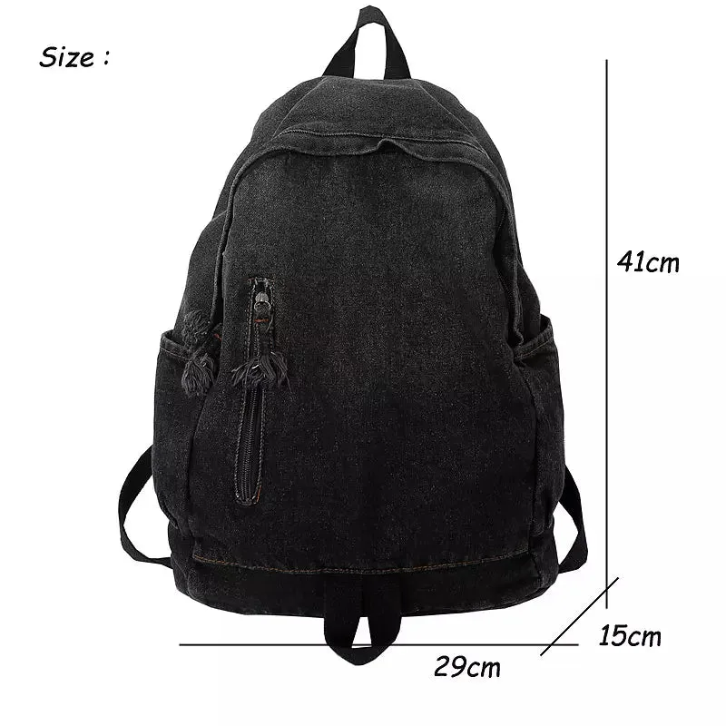 Retro Denim Backpack College Bags