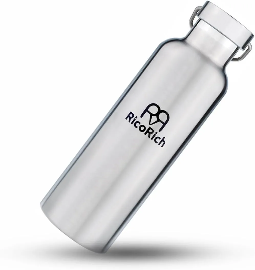 RicoRich Double Walled Vacuum Insulated Stainless Steel Sports Water Bottles,Travel Hydration Thermoses Bottle,BPA Free,26oz(750ml)(Silver)