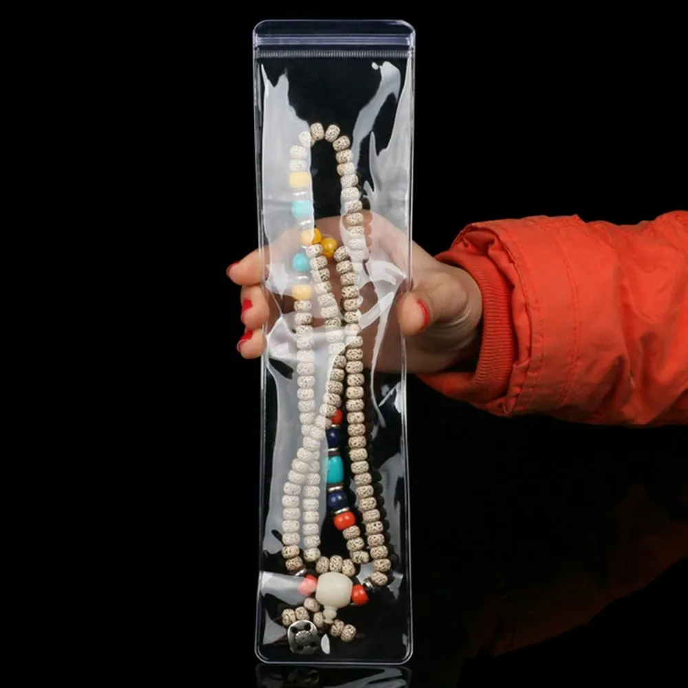 Rikyo ﻿50 Long Jewelry Bags Clear Necklace Zipper Bags,7.5x30cm PVC Necklace Display Bags,Anti Oxidation Bag Clarity Tarnish Prevention,Small Sealed Bag,Packaging &Shipping Incense,Candy(3x11.75inch)