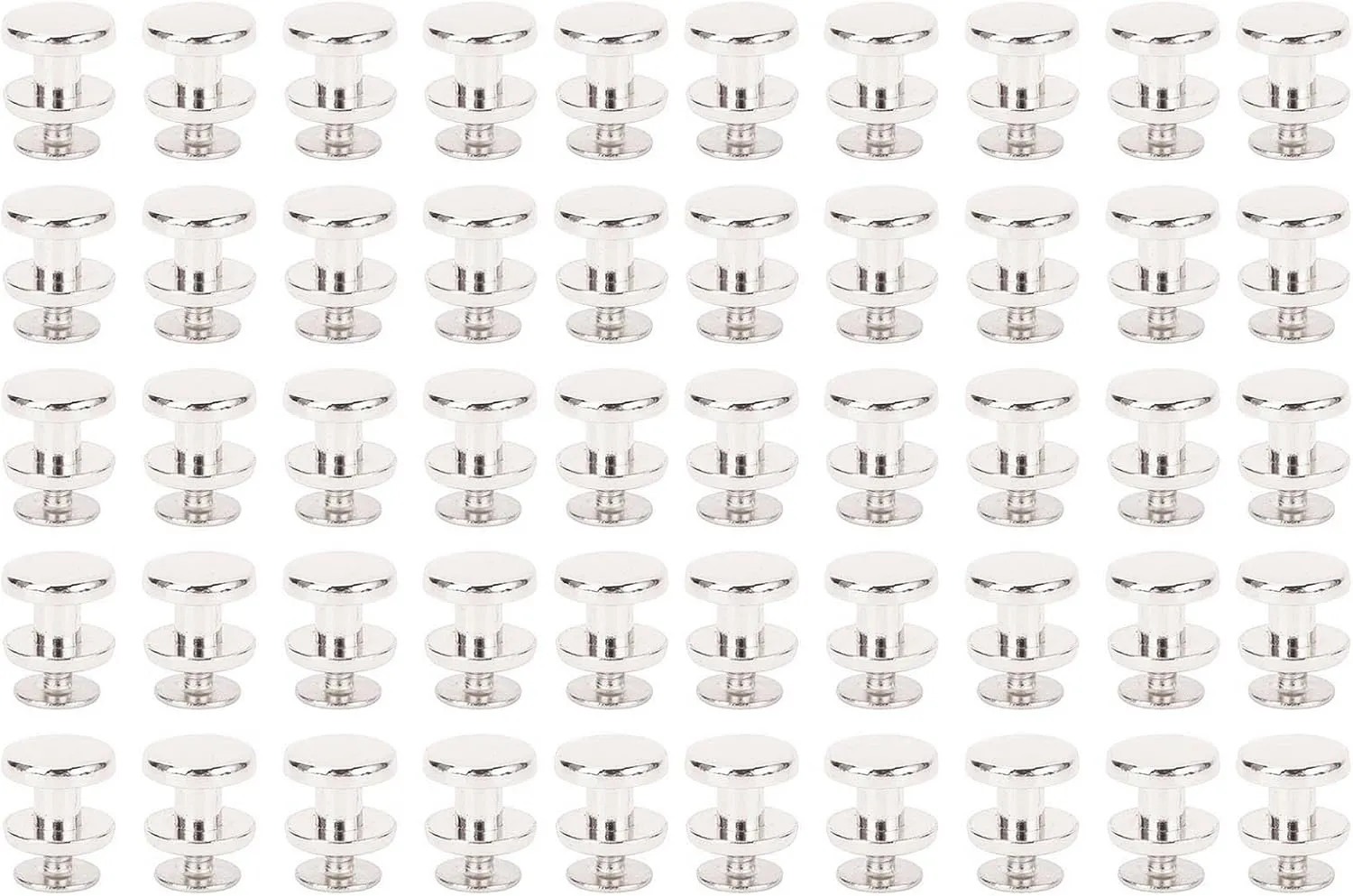 Rivet, Easy to Install 50 Set Exquisite Craftsmanship Metal Screwback Stud Set for Bags Shoes Belts Jackets (Silver)