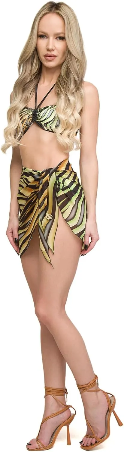 ROBERTO CAVALLI Floral Printed Asymmetric Chiffon Cover Up Skirt- for Womens