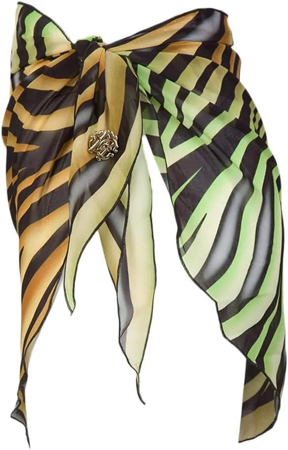 ROBERTO CAVALLI Floral Printed Asymmetric Chiffon Cover Up Skirt- for Womens