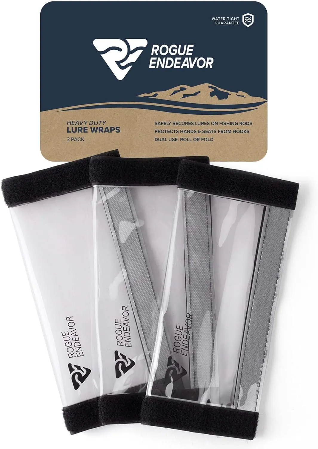 RogueEndeavor® Heavy Duty Lure Wraps, Wrap Around & Fold Over, Puncture Resistant PVC, Durable Hook & Loop Fastening, for Saltwater Fishing, Bass Fishing, and More. (Size)
