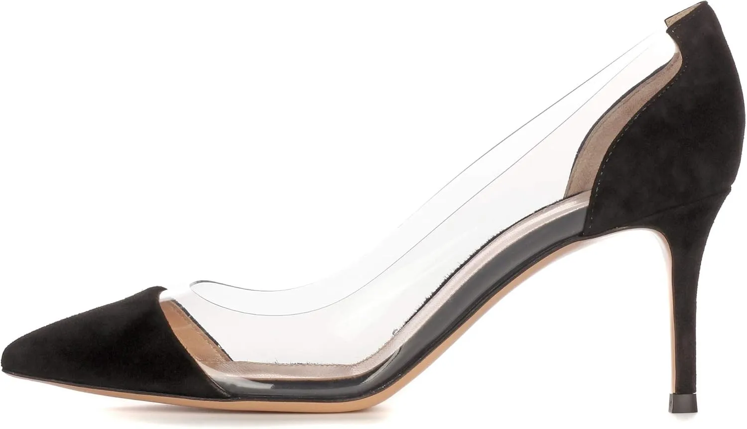 SAMMITOP Women's 80mm Pointed Toe Transparent Pumps Clear PVC High Heels Dress Shoes