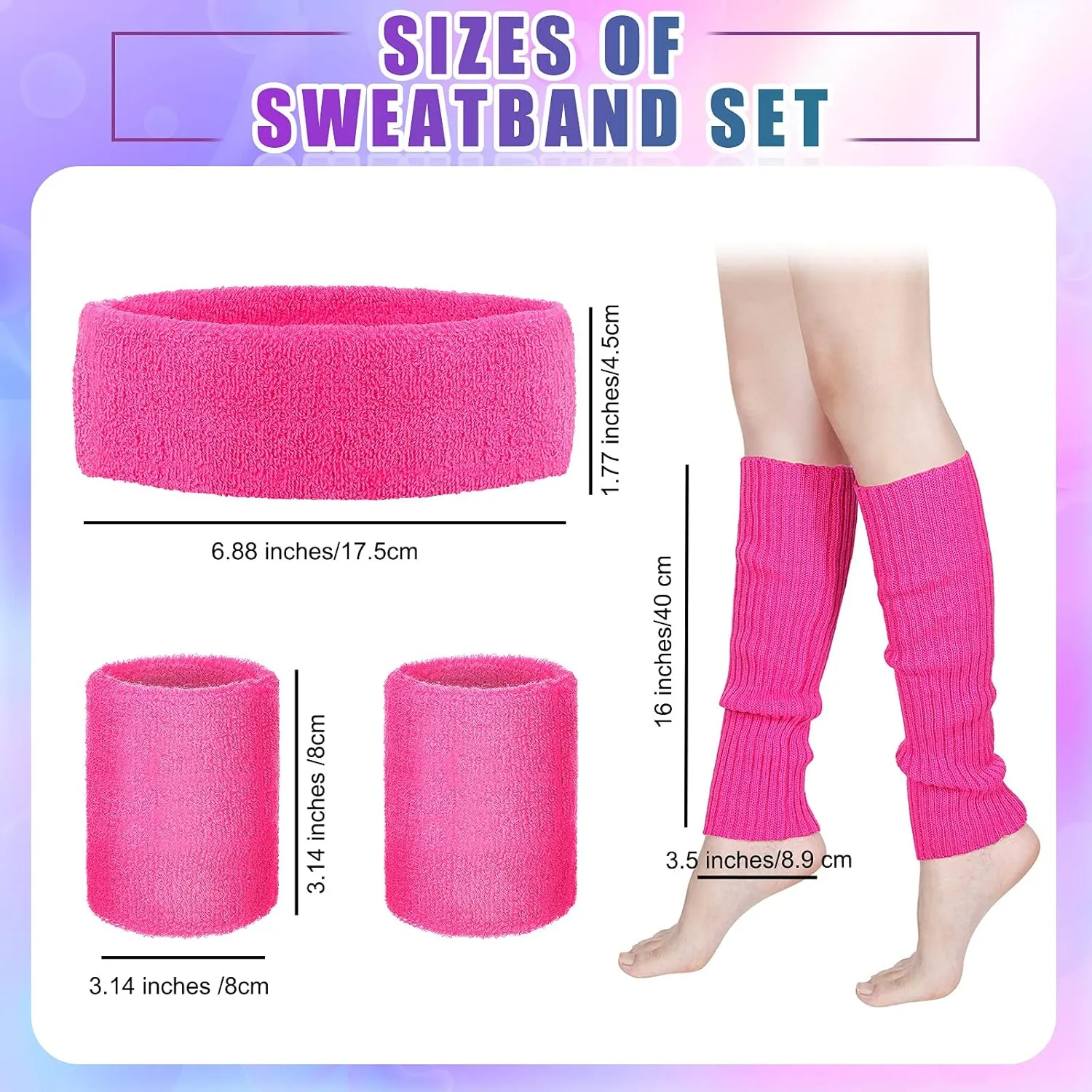 SATINIOR 80s Women Workout Outfit Neon Leg Warmer Headband Wristbands Fanny Pack Set 80s Accessories for Yoga Running