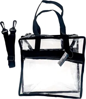 SE Clear PVC Event Bag with Handles and Shoulder Strap, 30x30x15cm, 3mm Thickness, Side Zipper Pocket, and Durable YKK Zipper - BG-ST3015-BK