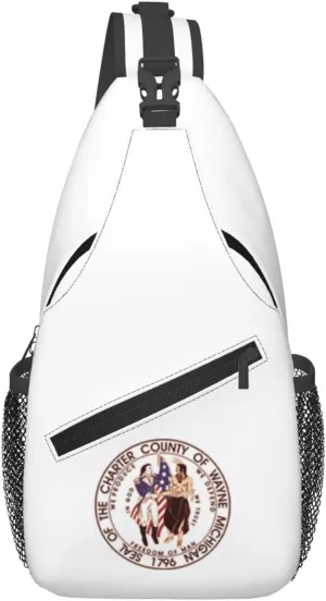 Seal Of Wayne County, Michigan Crossbody Bags For Women Men Chest Backpack Gym Shoulder Bag Travel Outdoor Sports Casual Crossbody Bags