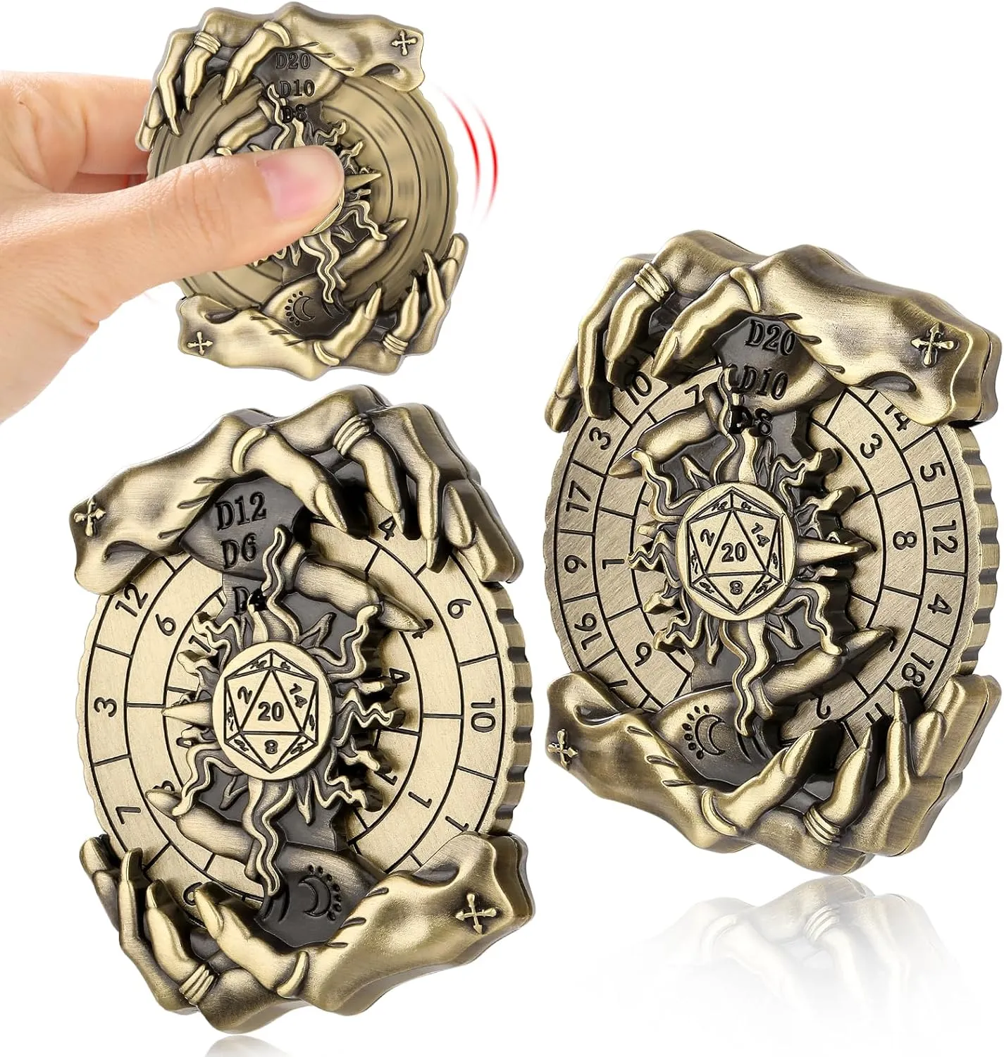 Shadow Claws Roulette Dice Spinner for DND Dice Set, 7-in-1 Dragon Metallic D&D Dice with Gift Case for Dungeons and Dragon Game, RPG Role Playing Table Game Gifts (Black-Gold)