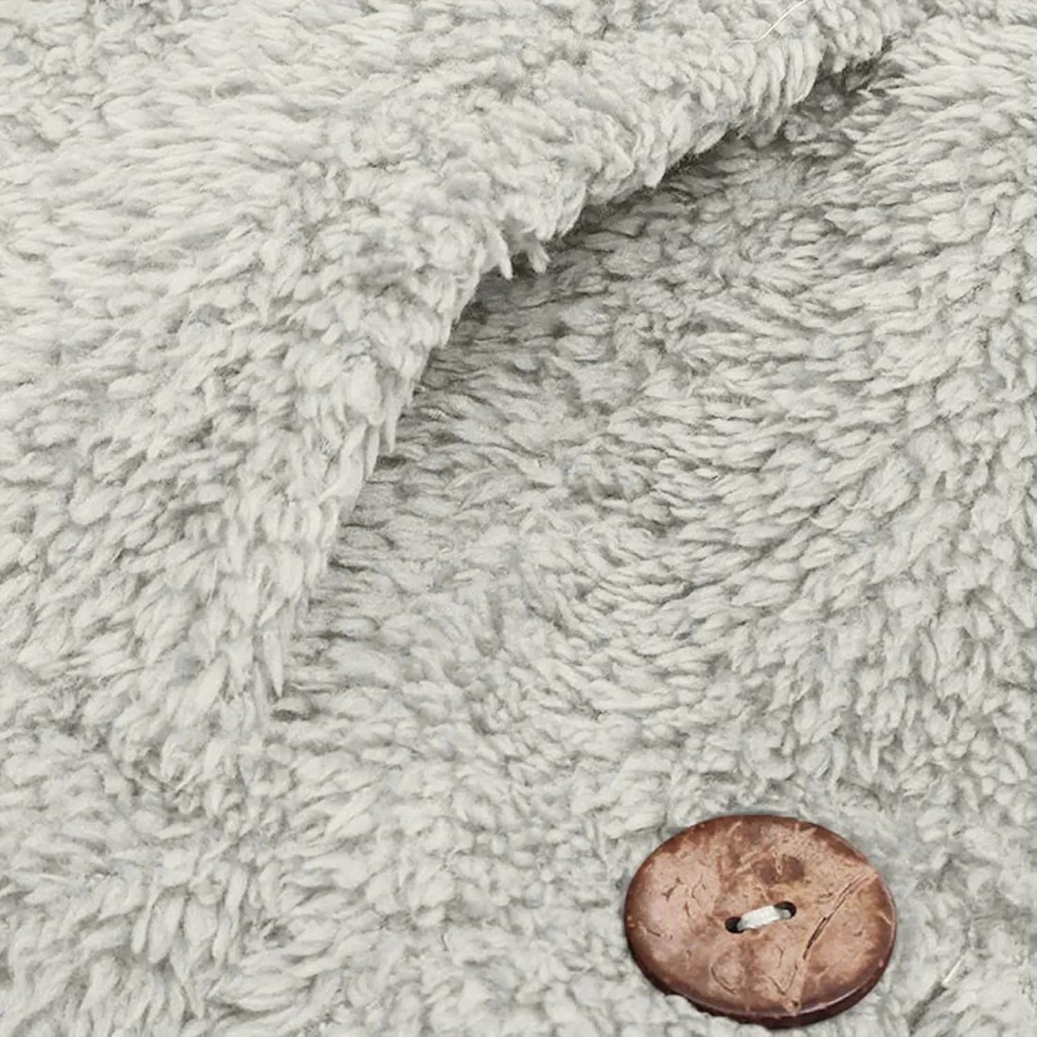 Sherpa Fleece Jacket For Women Cute Casual Loose Plus Size Hooded Button Down Cardigan Coat Warm Teddy Pajama Tops