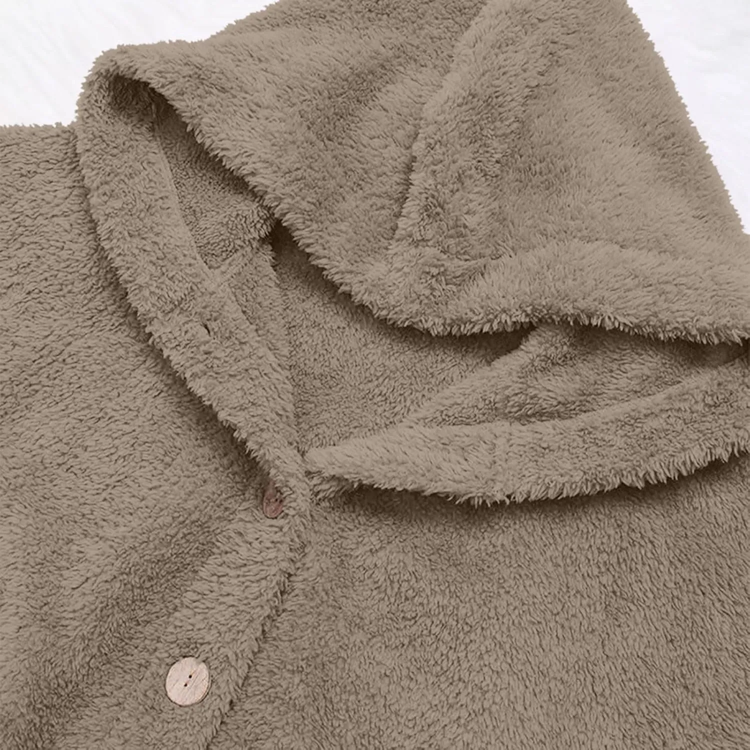Sherpa Fleece Jacket For Women Cute Casual Loose Plus Size Hooded Button Down Cardigan Coat Warm Teddy Pajama Tops