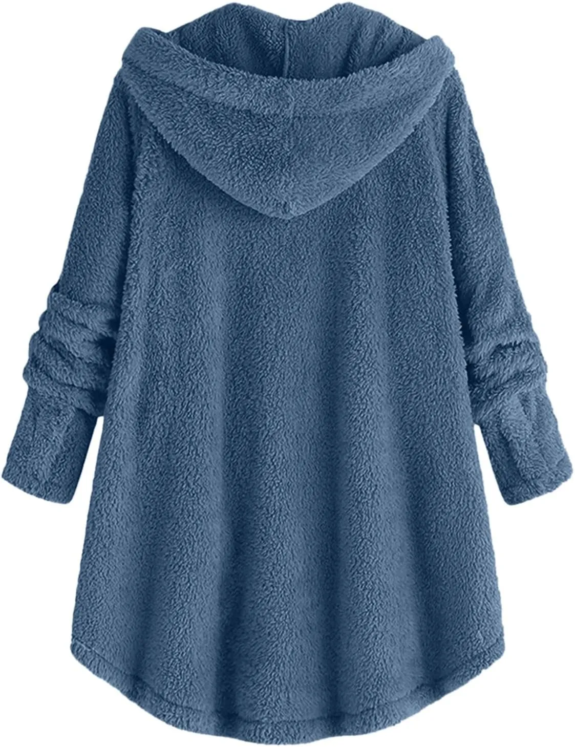 Sherpa Fleece Jacket For Women Cute Casual Loose Plus Size Hooded Button Down Cardigan Coat Warm Teddy Pajama Tops