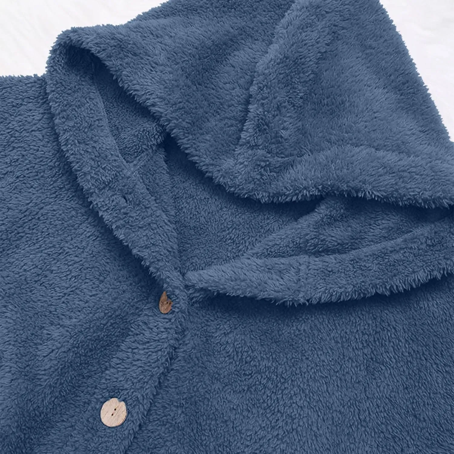 Sherpa Fleece Jacket For Women Cute Casual Loose Plus Size Hooded Button Down Cardigan Coat Warm Teddy Pajama Tops