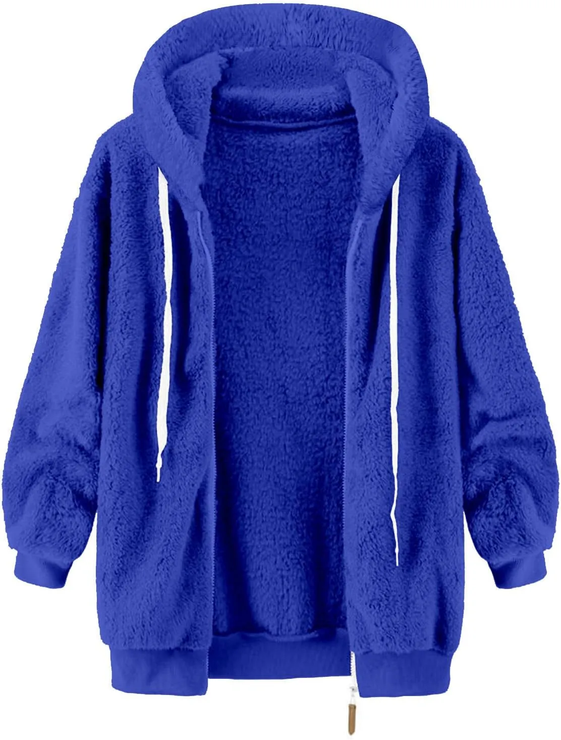 Sherpa Fleece Jacket Women Cute Plus Size Zip Up Hooded Fuzzy Teddy Coat Casual Warm Winter Shearling Coats 2024