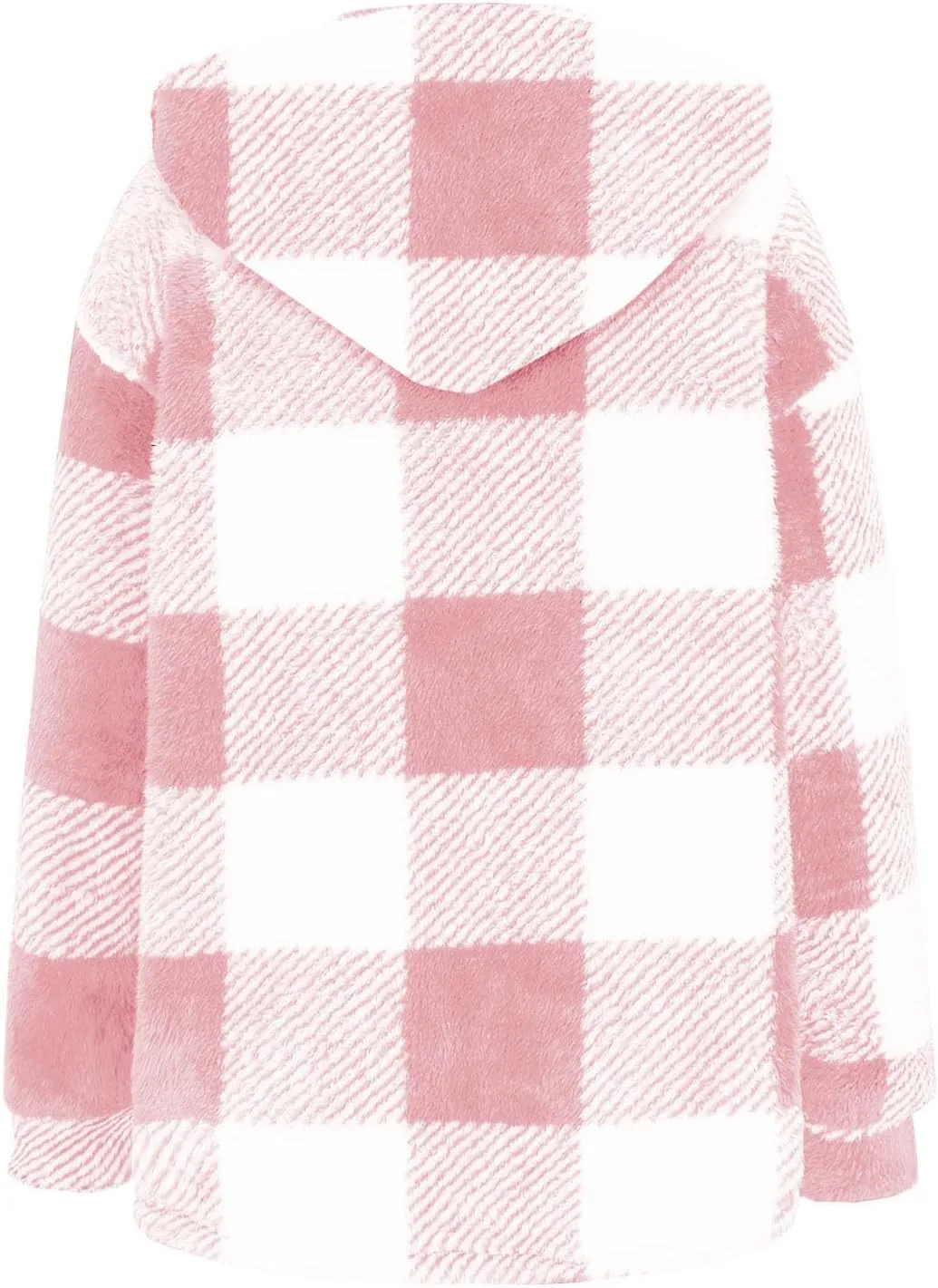 Sherpa Hoodie Jacket For Women 2024 Fashion Plaid Button Down Hooded Fleece Jackets Loose Plus Size Shearling Coat