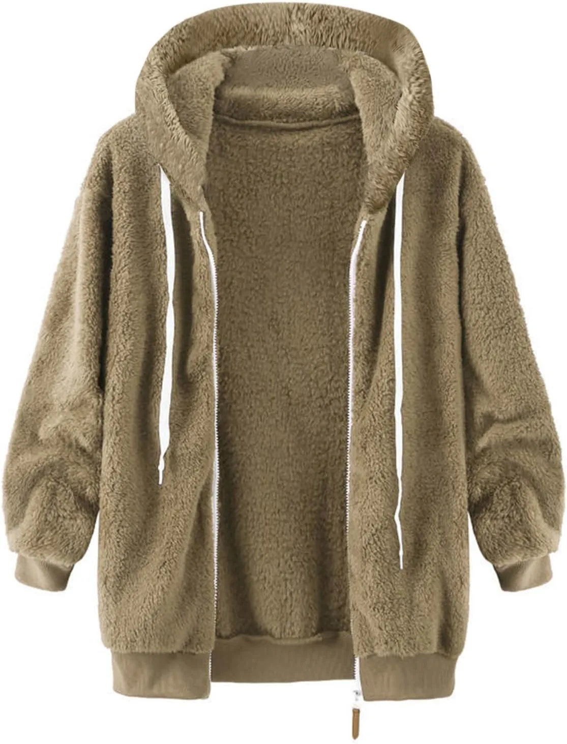 Sherpa Jacket Women 2024 Plus Size Zip Up Hooded Fuzzy Fleece Fluffy Coat Cozy Warm Winter Casual Shearling Coats