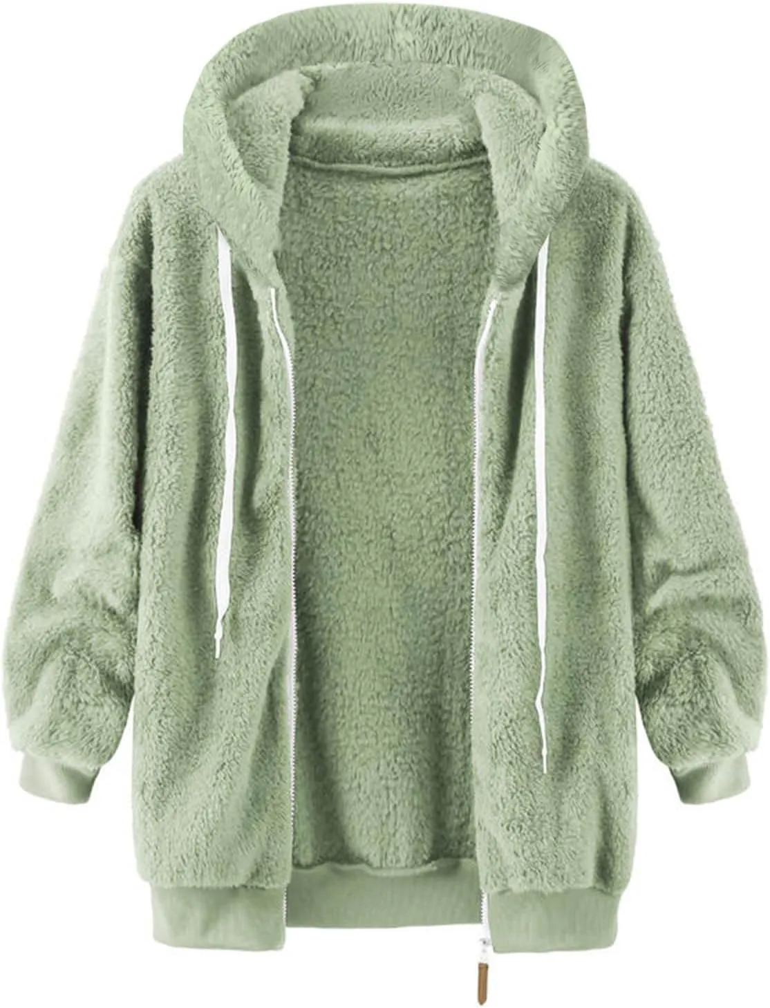 Sherpa Jacket Women 2024 Plus Size Zip Up Hooded Fuzzy Fleece Fluffy Coat Cozy Warm Winter Casual Shearling Coats