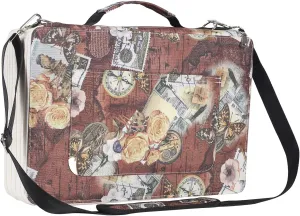 Shulaner Pencil Case Slot Holds 500 Colored Pencils or 340 Color Gel Pens with Zipper Closure Large Capacity Retro Style Element Pattern Pen Organizer Bag with Shoulder Strap (Brown)