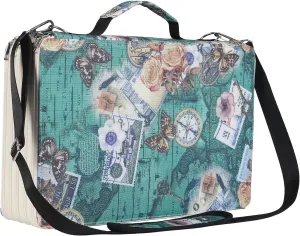 Shulaner Pencil Case Slot Holds 500 Colored Pencils or 340 Color Gel Pens with Zipper Closure Large Capacity Retro Style Element Pattern Pen Organizer Bag with Shoulder Strap (Green Compasses)
