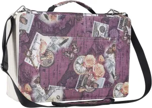 Shulaner Pencil Case Slot Holds 500 Colored Pencils or 340 Color Gel Pens with Zipper Closure Large Capacity Retro Style Element Pattern Pen Organizer Bag with Shoulder Strap (Purple - Compasses)
