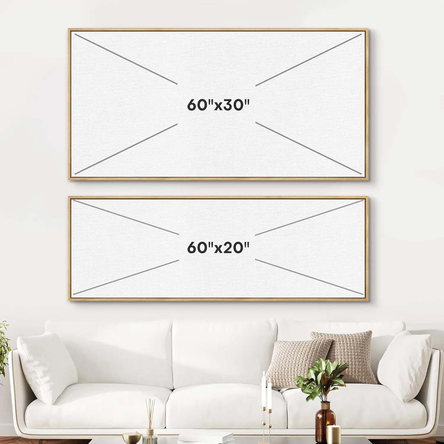 SIGNFORD Extra Large Framed Canvas Print Wall Art Abstract Striped Pattern Modern Earth Tones and Blues Geometric Illustrations Modern Art Calm Warm for Living Room Bedroom Office - 60"x30"