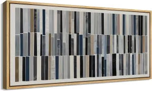 SIGNFORD Extra Large Framed Canvas Print Wall Art Abstract Striped Pattern Modern Earth Tones and Blues Geometric Illustrations Modern Art Calm Warm for Living Room Bedroom Office - 60"x30"