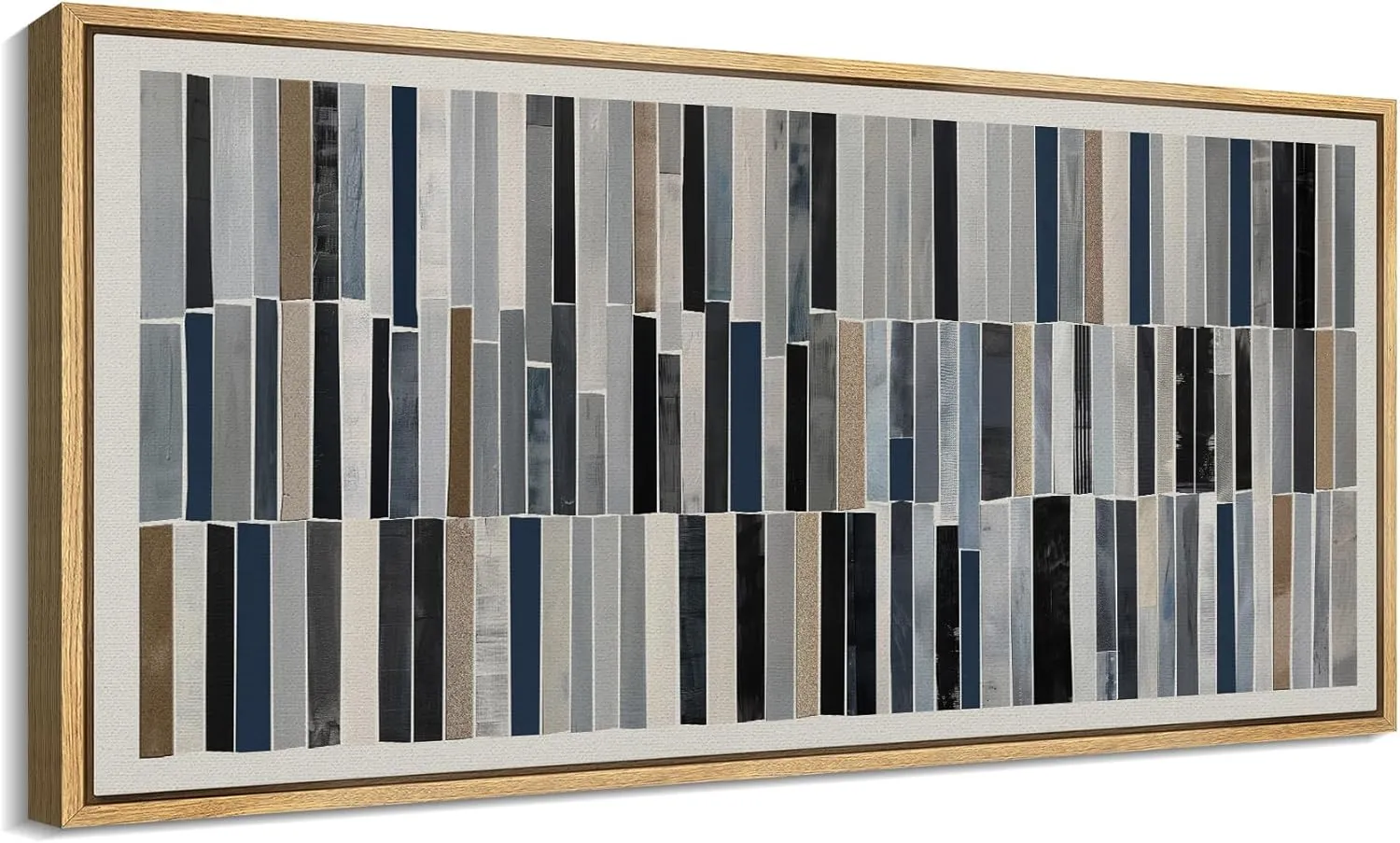 SIGNFORD Extra Large Framed Canvas Print Wall Art Abstract Striped Pattern Modern Earth Tones and Blues Geometric Illustrations Modern Art Calm Warm for Living Room Bedroom Office - 60"x30"