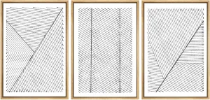 SIGNWIN Framed Canvas Print Wall Art Set Geometric Stripe Pattern Landscapes Abstract Shapes Illustrations Art Minimal Duotone Black & White for Living Room, Bedroom, Office - 24"x36"x3 Natural