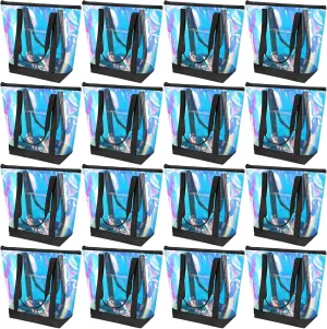Silkfly 16 Pieces Clear Tote Bags Bulk, PVC Shoulder Handbag, Security Approved See Through Bag with Zipper Closure for Work