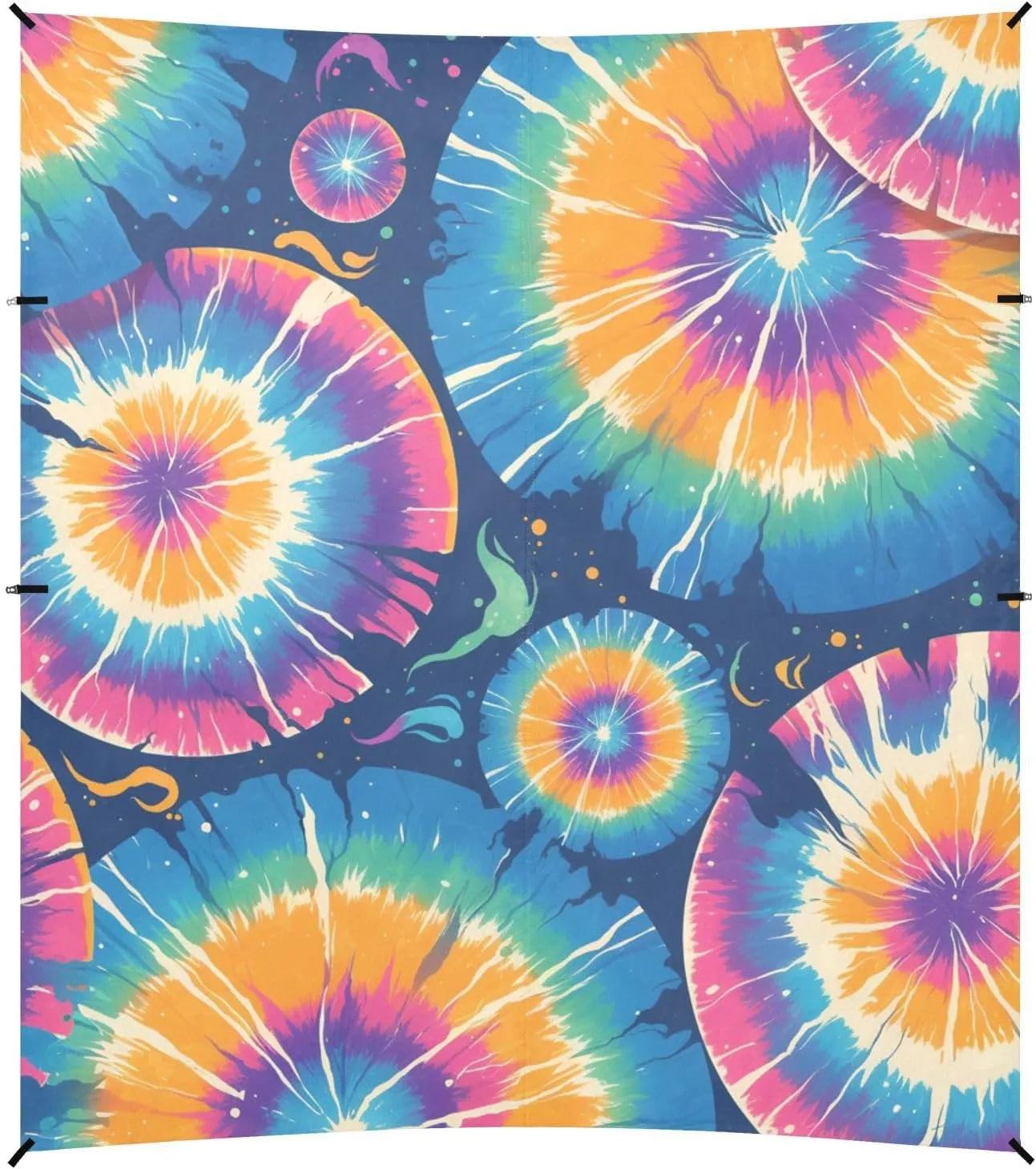 Silver Tie Dye Background Vibrant Colors and Swirling Patterns Beach Tent & Canopy UPF50  Protection Water-Resistant Shade Sun Shelter with Sturdy Poles, Sandbags and Shovel for Family Trips,
