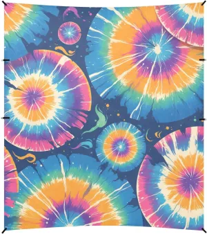 Silver Tie Dye Background Vibrant Colors and Swirling Patterns Beach Tent & Canopy UPF50  Protection Water-Resistant Shade Sun Shelter with Sturdy Poles, Sandbags and Shovel for Family Trips,