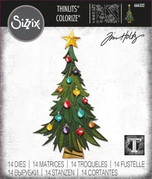 Sizzix Thinlits Die Set 14PK Trim a Tree Colorize by Tim Holtz | 666332 | Metal, Wafer-Thin Cutting Dies for Scrapbooking, Embossing, Journalling, Silver
