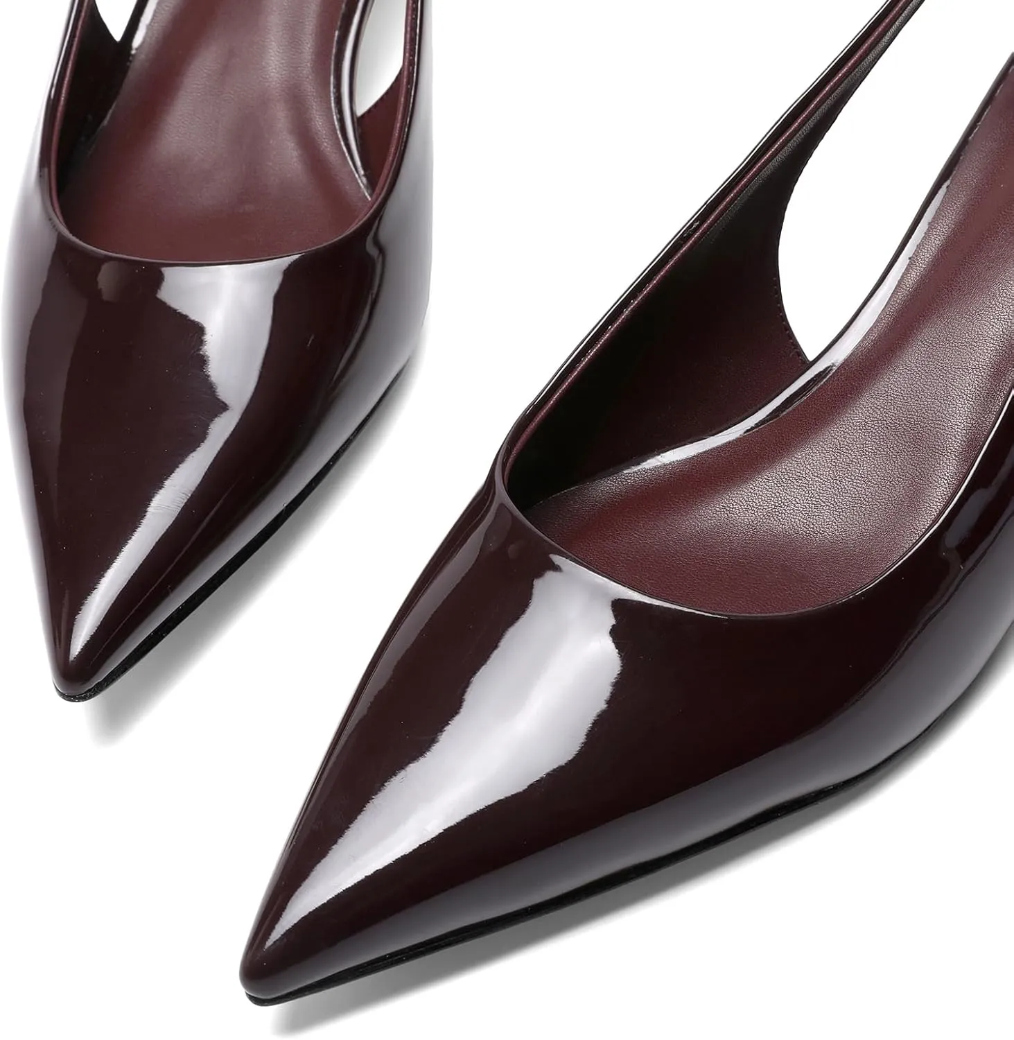 Slingback Kitten Heels for Women Pointed Toe Pumps Metallic Silver Heels