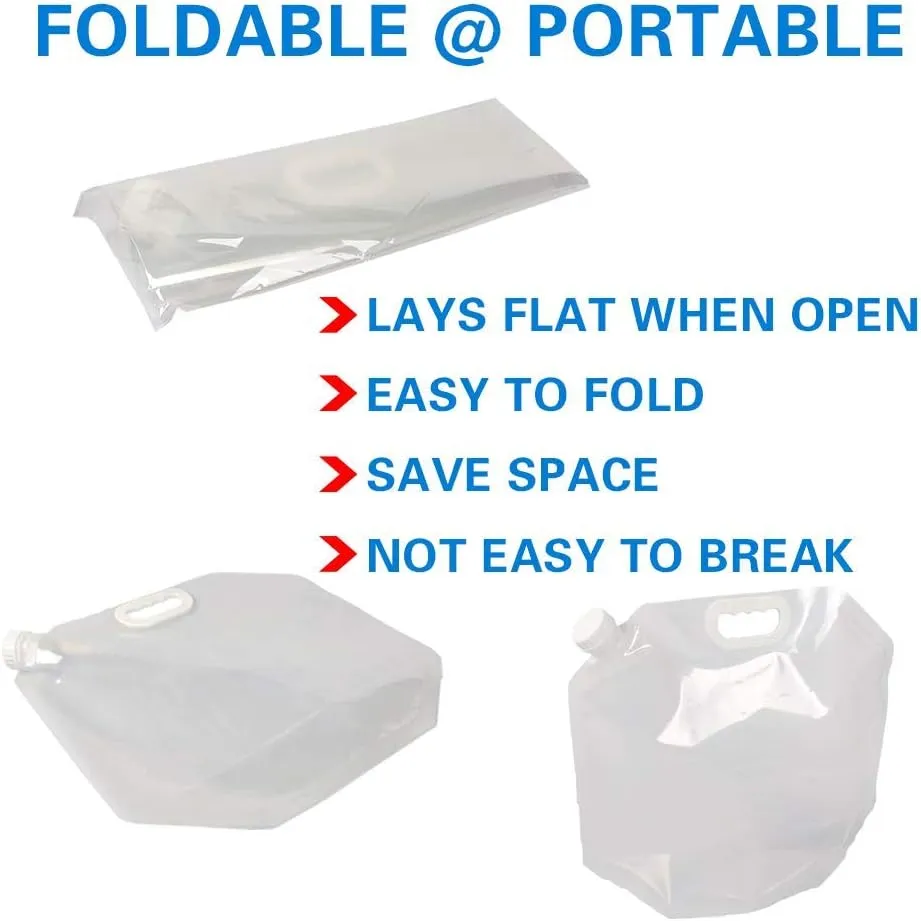 Soddeph Collapsible Water Container Bag, BPA Free Food Grade Clear Plastic Storage Jug for Sport Camping Riding Mountaineer,Freezable, Food Grade (10-pack-2.6 Gal)