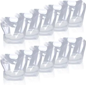 Soddeph Collapsible Water Container Bag, BPA Free Food Grade Clear Plastic Storage Jug for Sport Camping Riding Mountaineer,Freezable, Food Grade (10-pack-2.6 Gal)