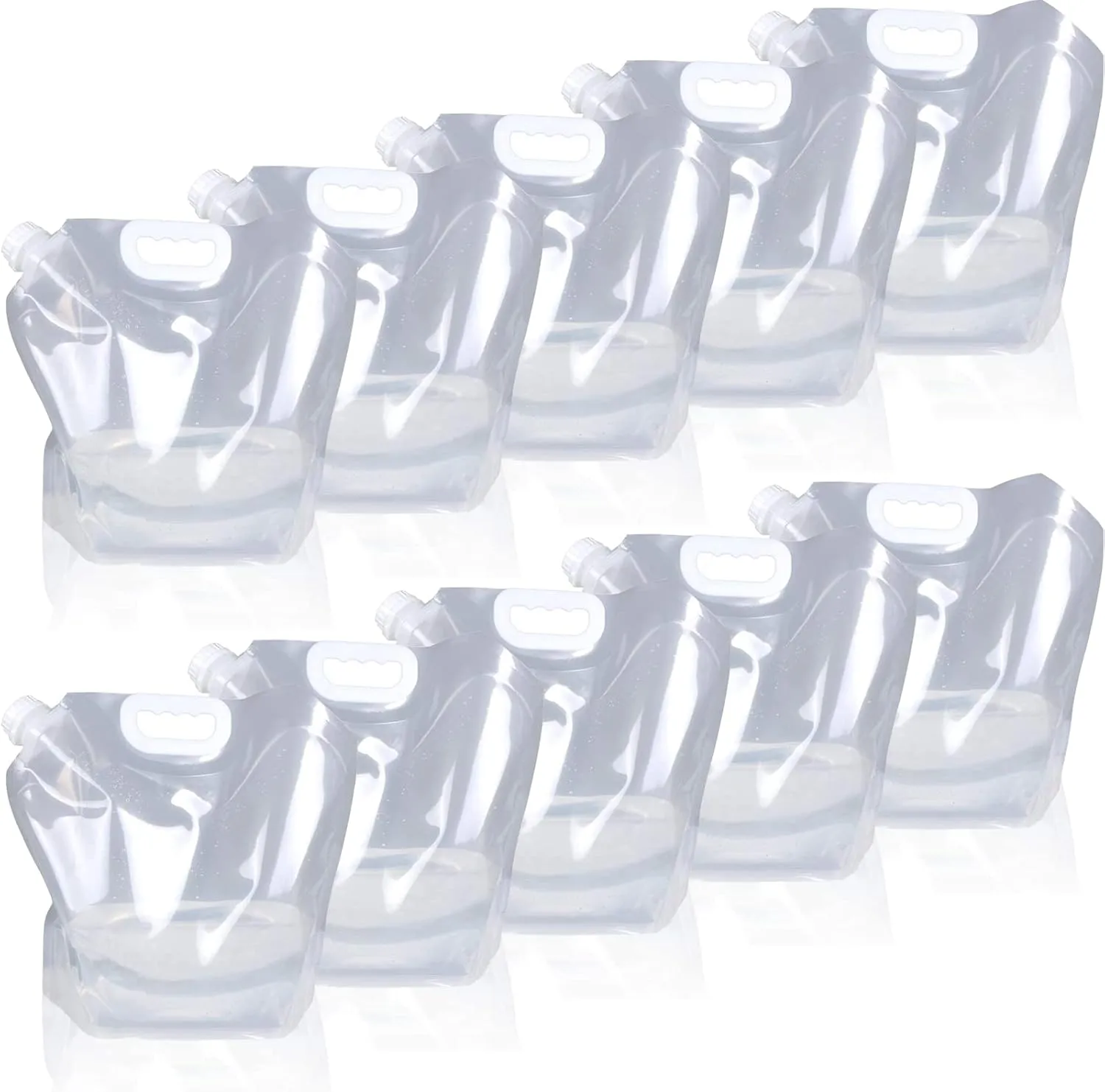 Soddeph Collapsible Water Container Bag, BPA Free Food Grade Clear Plastic Storage Jug for Sport Camping Riding Mountaineer,Freezable, Food Grade (10-pack-2.6 Gal)