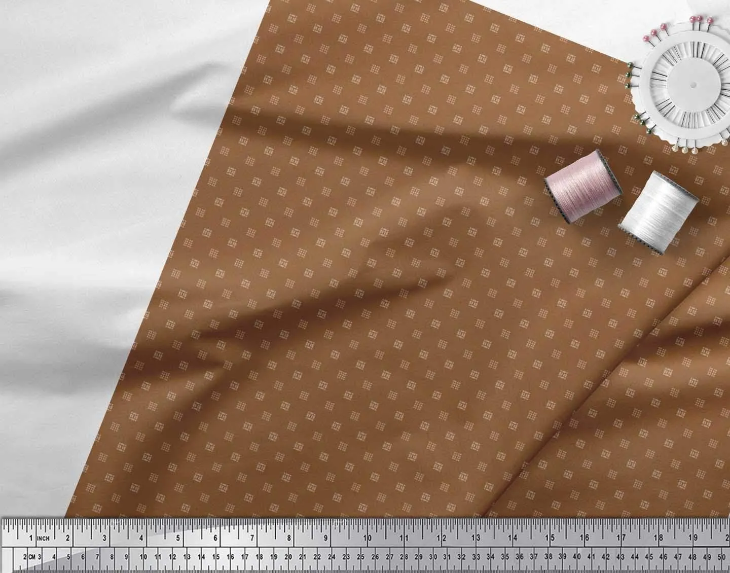 Soimoi Cotton Jersey Brown Fabric - by The Yard - 58 Inch Wide - Semi Circle Geometric Shirting - Contemporary and Chic Shirting with Semi Circle Motifs Printed Fabric