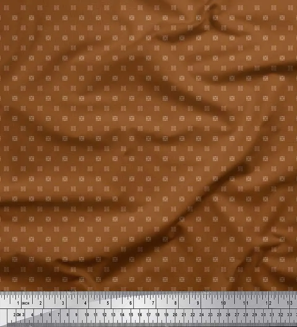 Soimoi Cotton Jersey Brown Fabric - by The Yard - 58 Inch Wide - Semi Circle Geometric Shirting - Contemporary and Chic Shirting with Semi Circle Motifs Printed Fabric