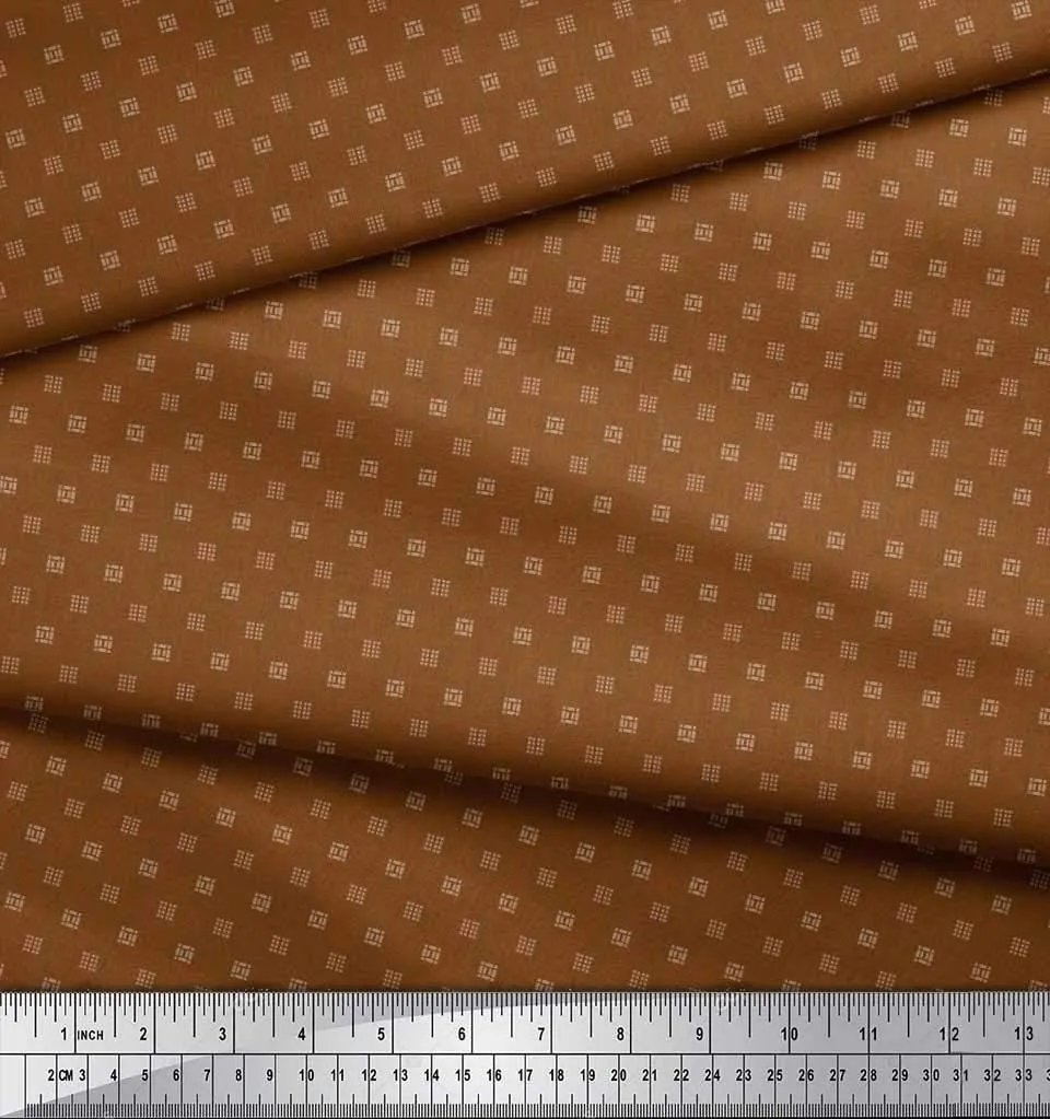 Soimoi Cotton Jersey Brown Fabric - by The Yard - 58 Inch Wide - Semi Circle Geometric Shirting - Contemporary and Chic Shirting with Semi Circle Motifs Printed Fabric