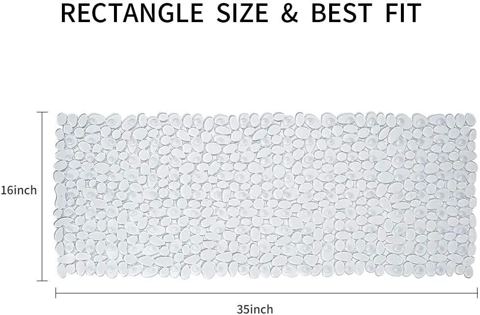 SONGZIMING Pebble Bath Mat for Bathtub to Anti Slip Bathtub Mat in Shower with 16 Inches by 35 Inches (Clear)