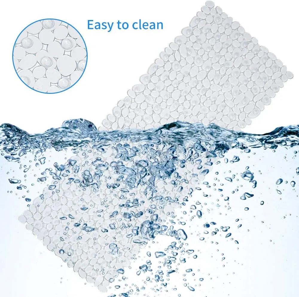 SONGZIMING Pebble Bath Mat for Bathtub to Anti Slip Bathtub Mat in Shower with 16 Inches by 35 Inches (Clear)