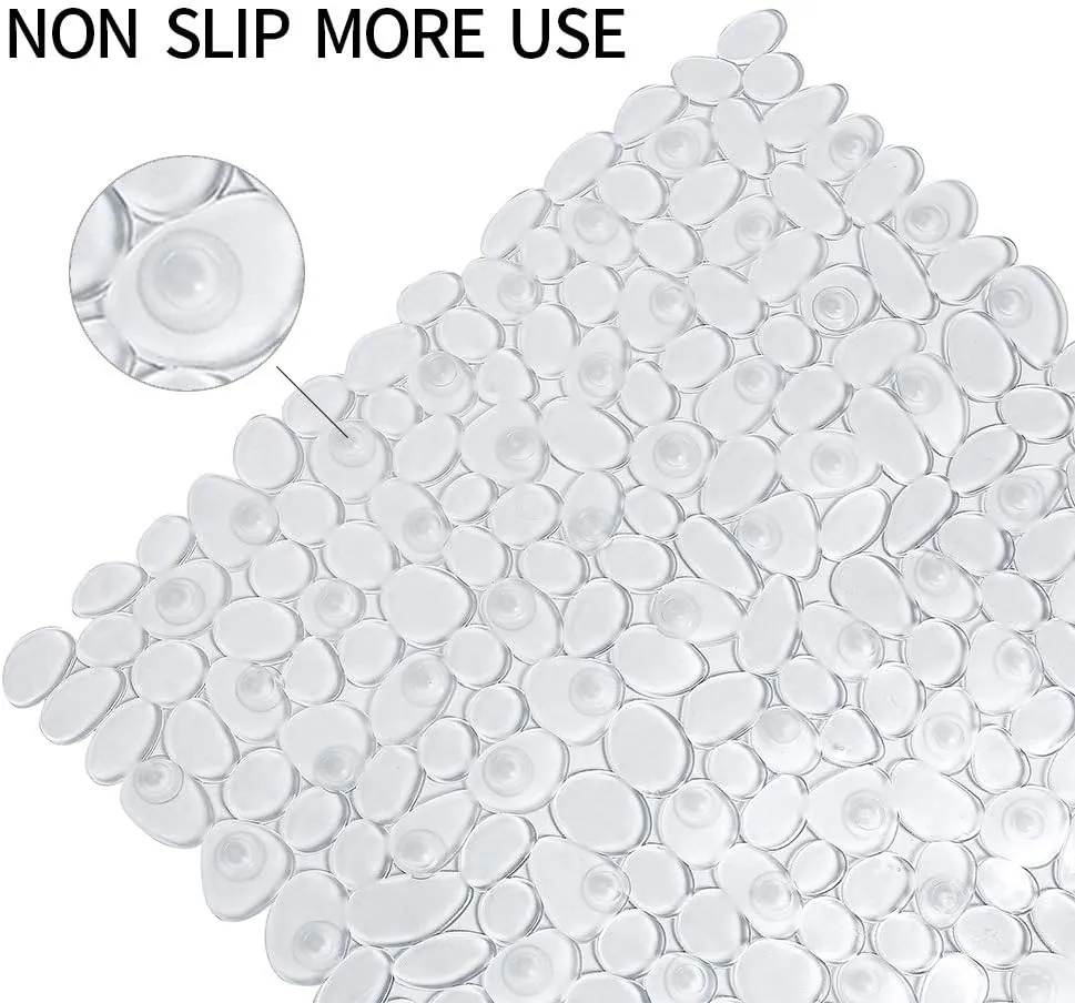 SONGZIMING Pebble Bath Mat for Bathtub to Anti Slip Bathtub Mat in Shower with 16 Inches by 35 Inches (Clear)
