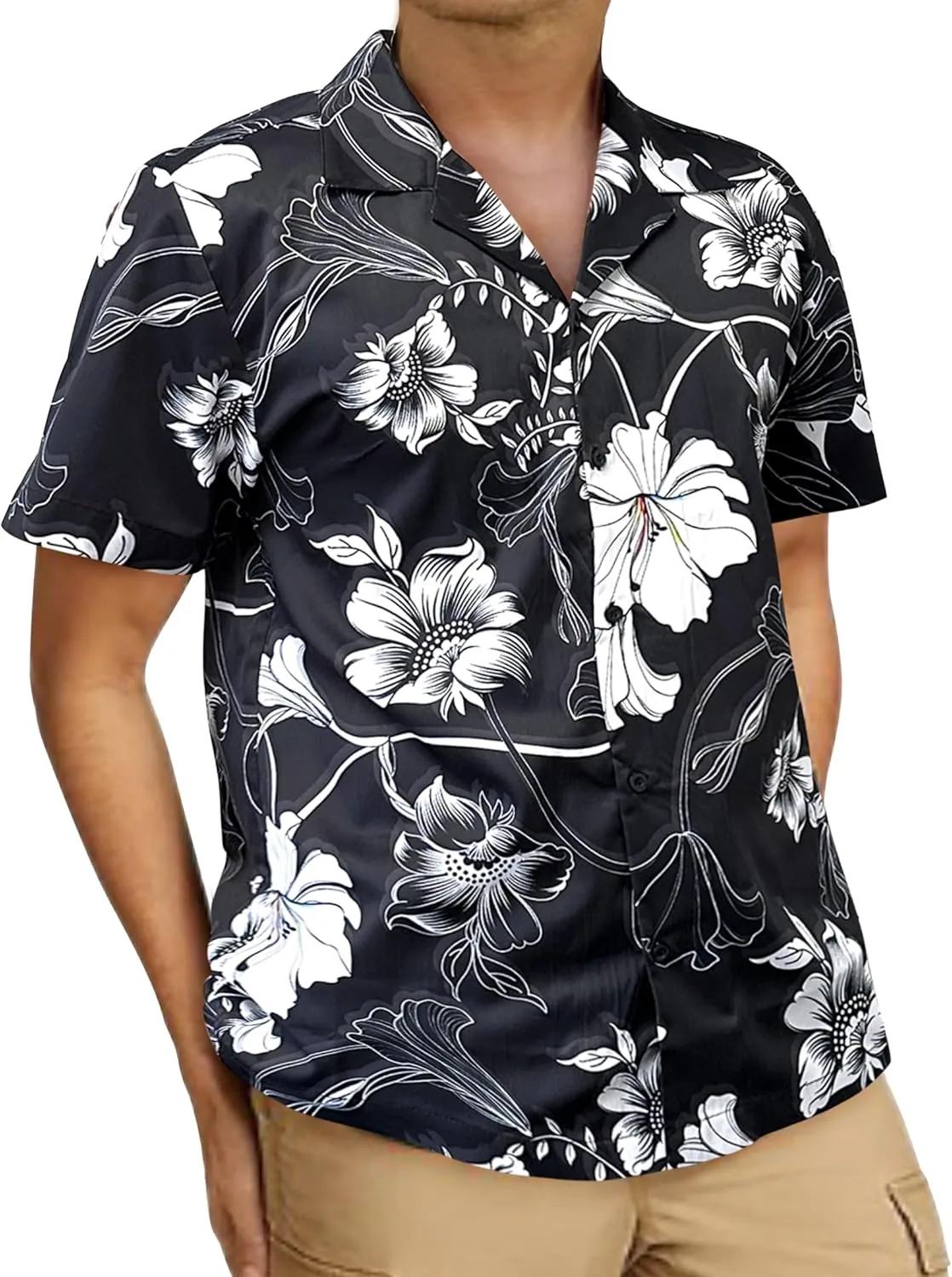 Southpole Men's Hawaiian Button Down Shirts, Short Sleeve, Floral Printed