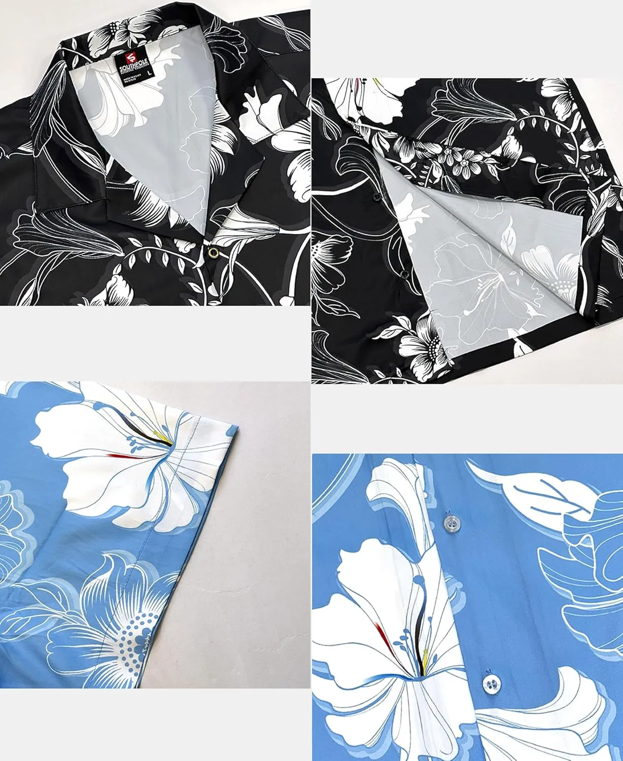 Southpole Men's Hawaiian Button Down Shirts, Short Sleeve, Floral Printed