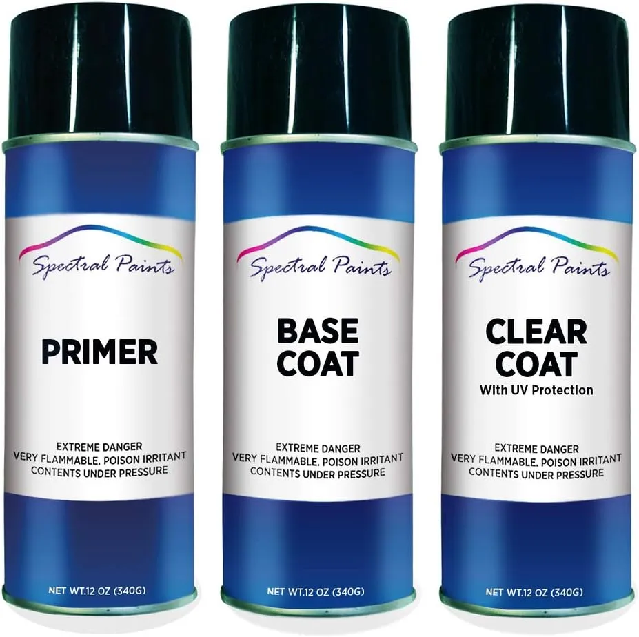 Spectral Paints Compatible/Replacement for Chrysler PSE Atomic Silver Metallic - Aerosol Primer, Touch-Up Spray Paint & Clear Coat