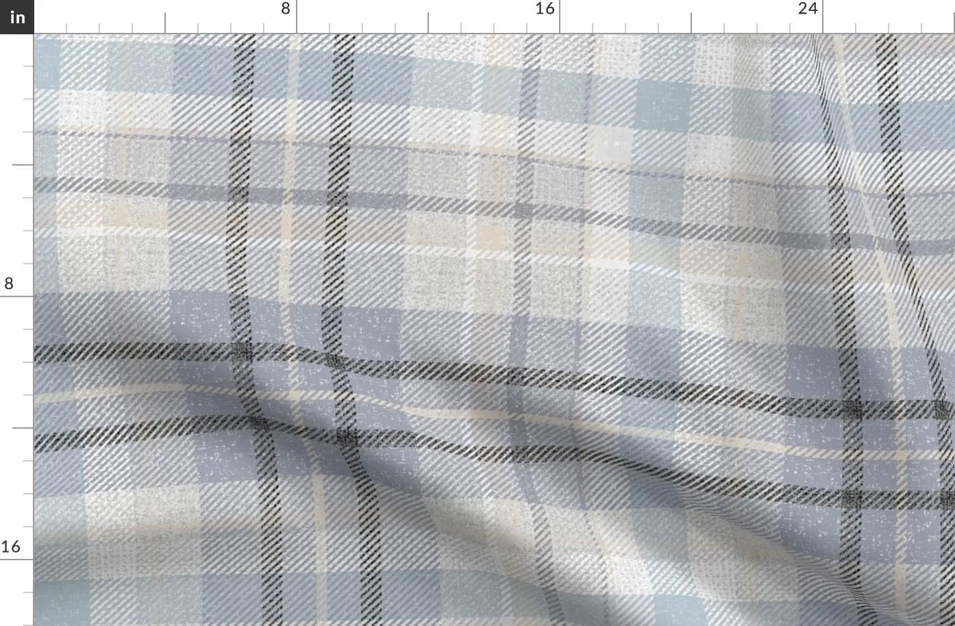 Spoonflower Fabric - Blue Gray Plaid Neutral Classic Geometric Calm Check Traditional Large Printed on Polartec(R) Fleece Fabric Fat Quarter - Sewing Blankets Loungewear and No-Sew